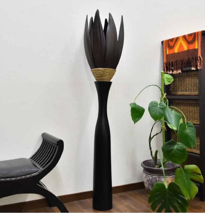 アジアン バリ島 ココナッツリーフ ランプスタンド オブジェ 置物 特大 ハワイ