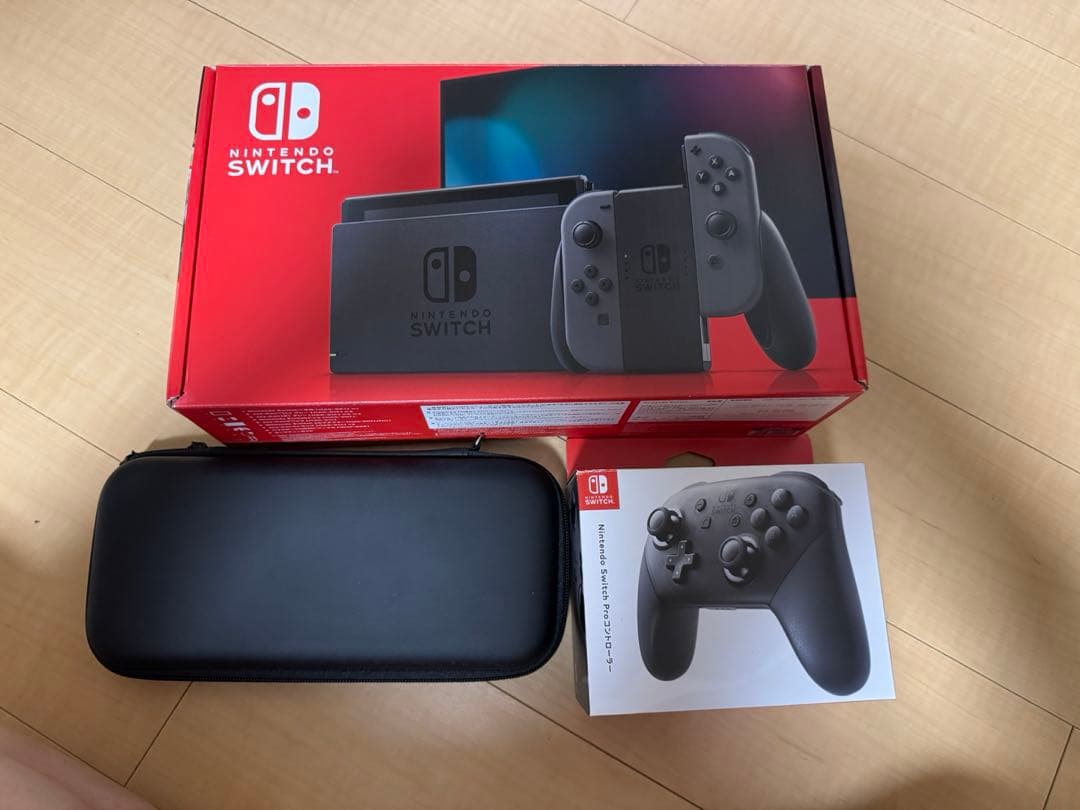 Nintendo Switchグレー TypeCコネクタ/プロコン/ケース 箱有