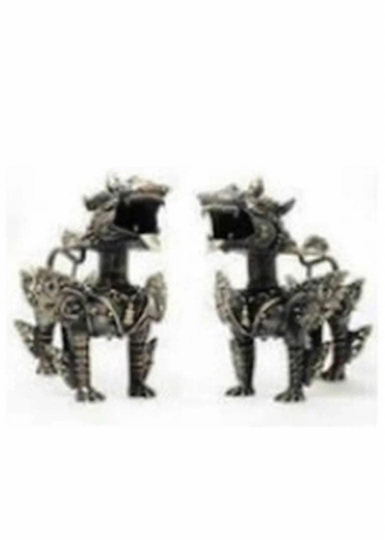 シンハ像　雄雌セット　魔除け　置物　ブリキ　獅子