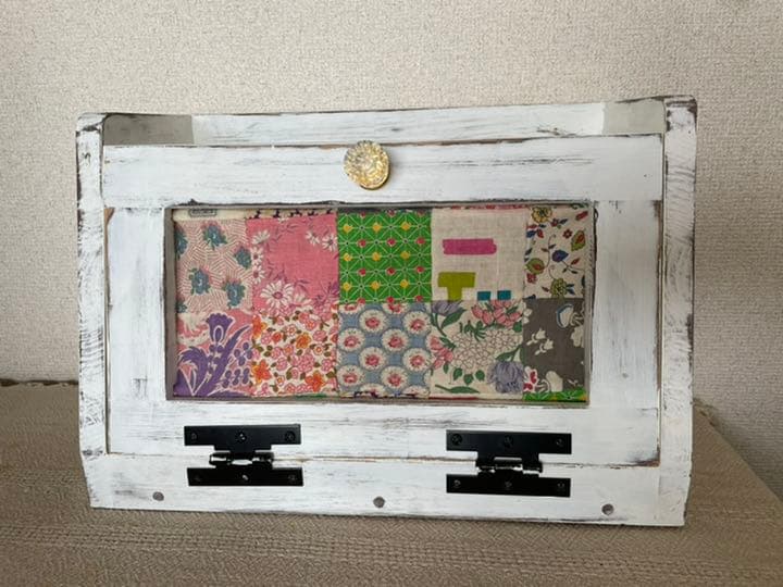ハンドメイド☆アンティーク風☆シャビーシックなブレッドボックス☆キルト柄