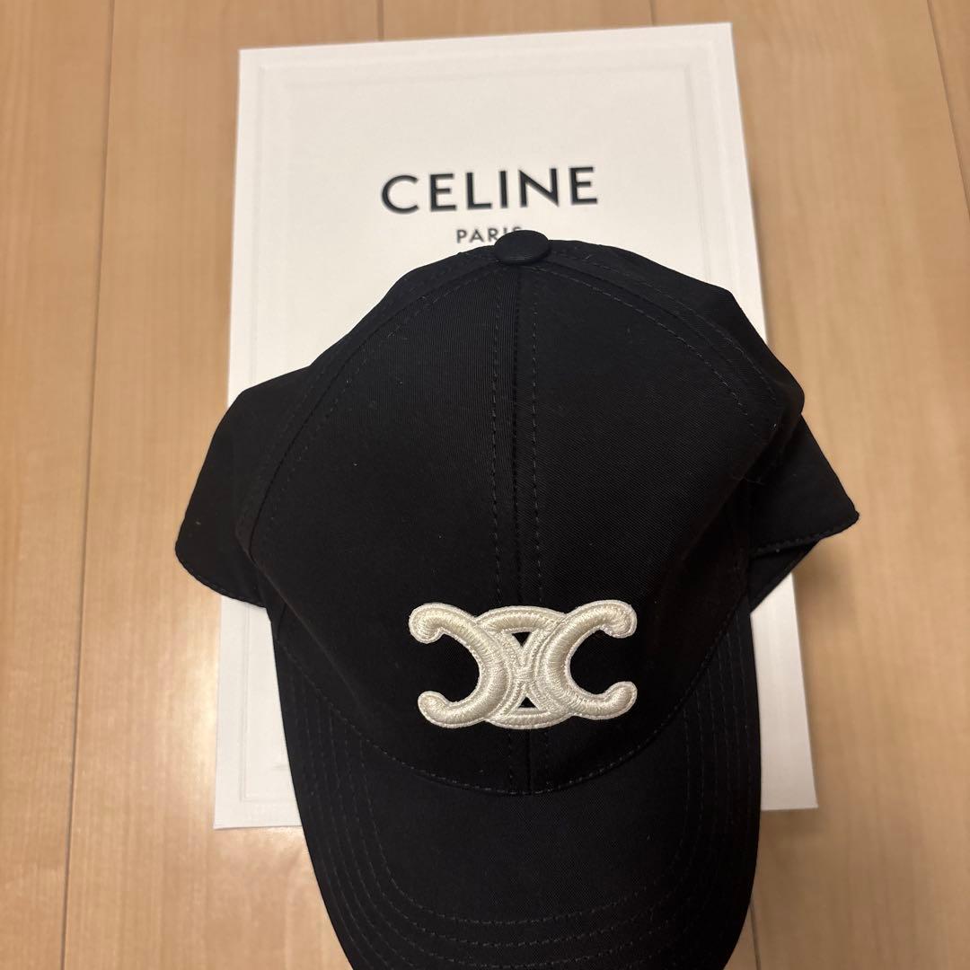 CELINE トリオンフ ベースボールキャップ / コットン ブラック