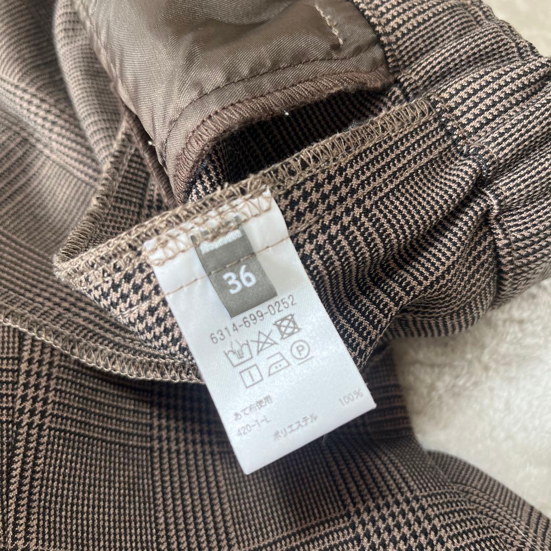 にっしゃん　　 グレンチェック　スーツ　ノーカラー