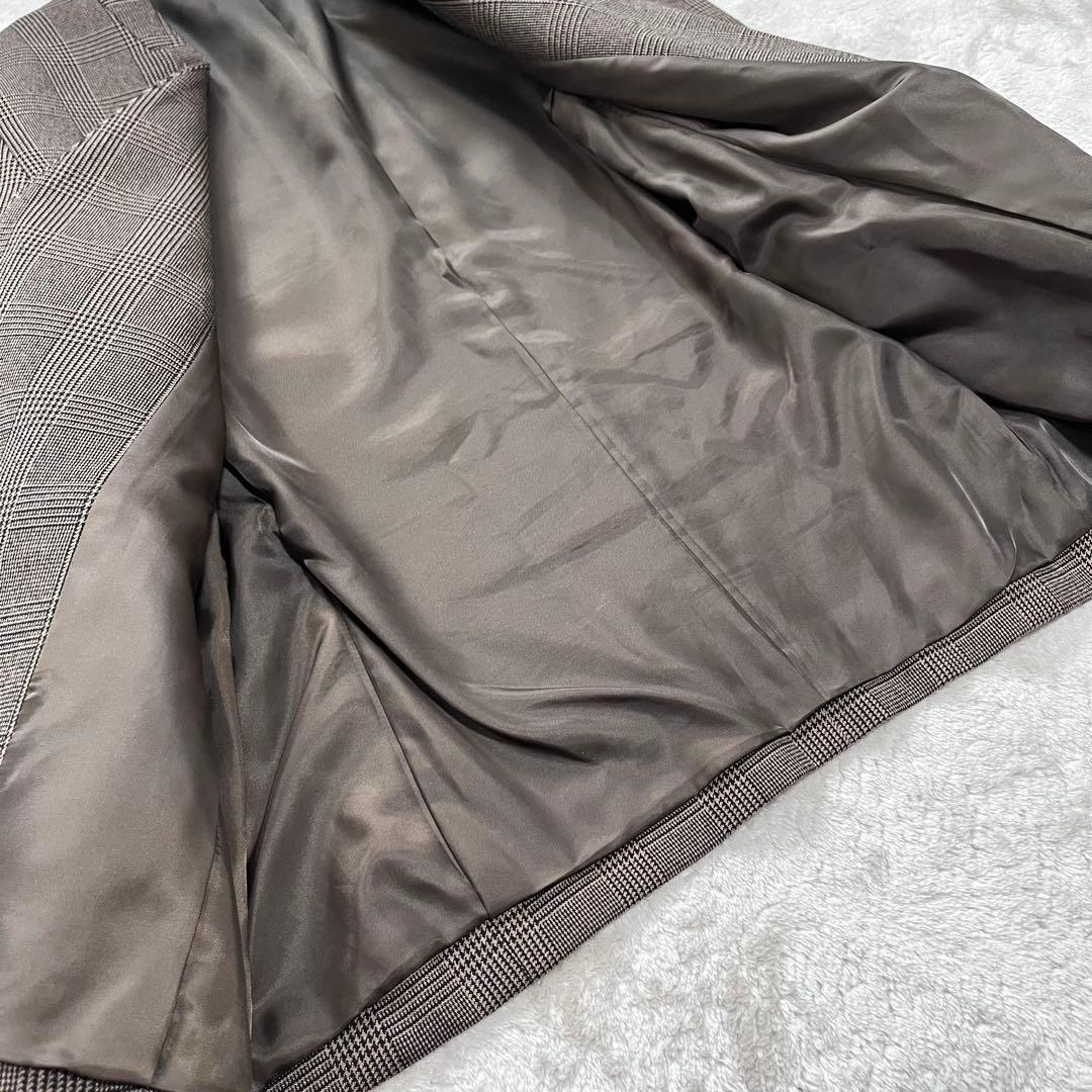 にっしゃん　　 グレンチェック　スーツ　ノーカラー