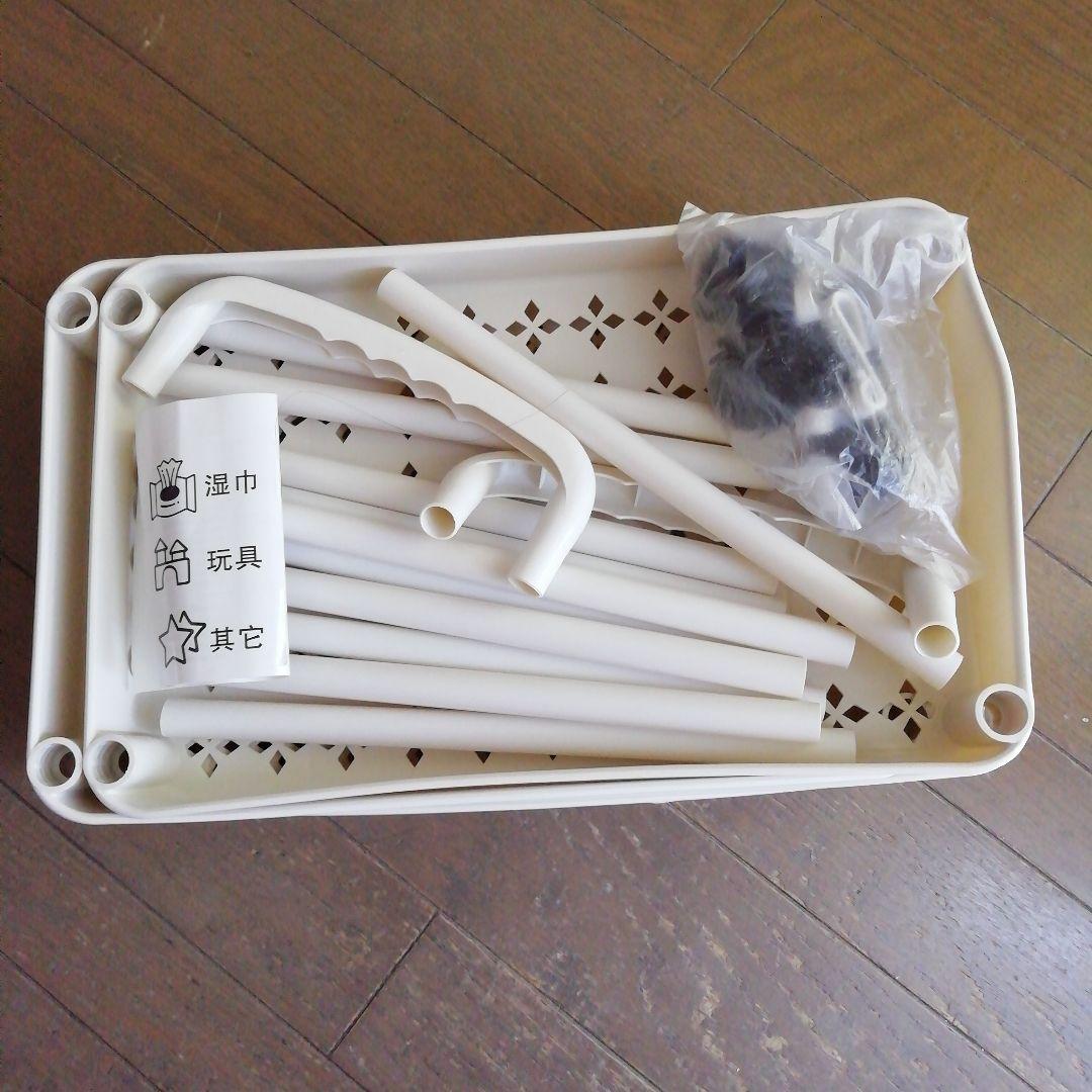 ホワイト 4段プラスチックラック キャスター付き