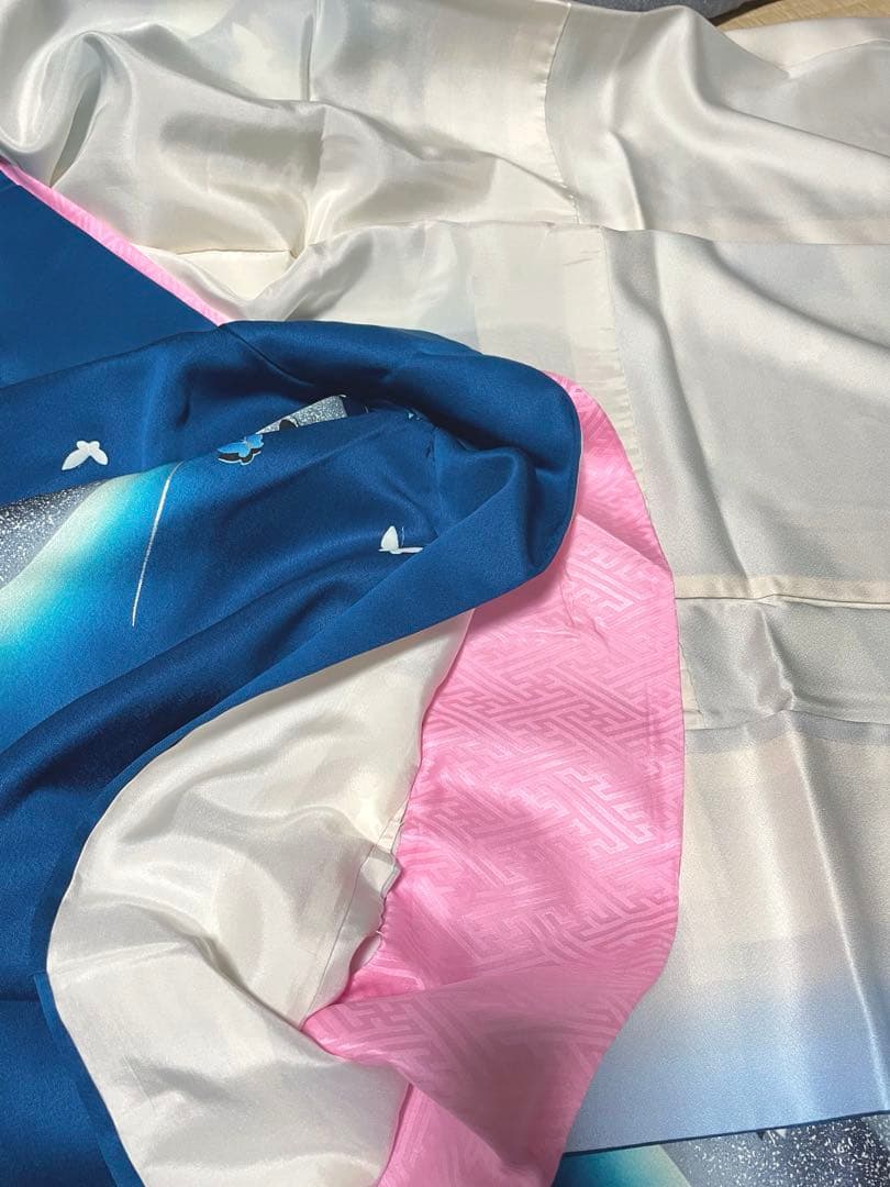 mi 様 振袖 秋山庄太郎 フルセット 成人式 ブルー 手描き友禅