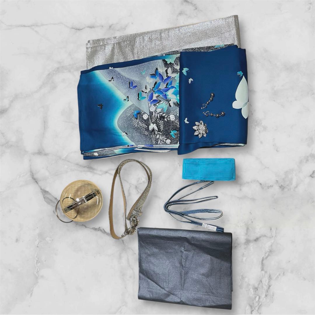 mi 様 振袖 秋山庄太郎 フルセット 成人式 ブルー 手描き友禅