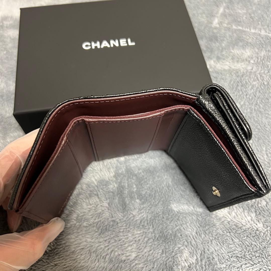『美品』シャネルCHANEL財布三つ折り財布ミニウォレットマトラッセコンパクト