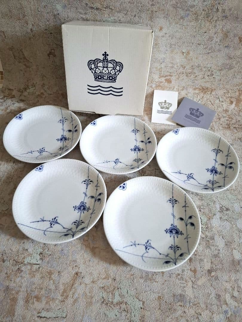 【未使用品】①ロイヤルコペンハーゲン ブルーパルメッテ プレート 5枚 15cm