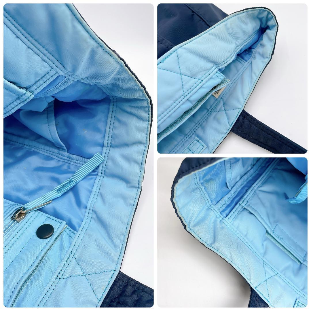 良品 PORTER クリーム ネイビー×ブルー トートバッグ f341