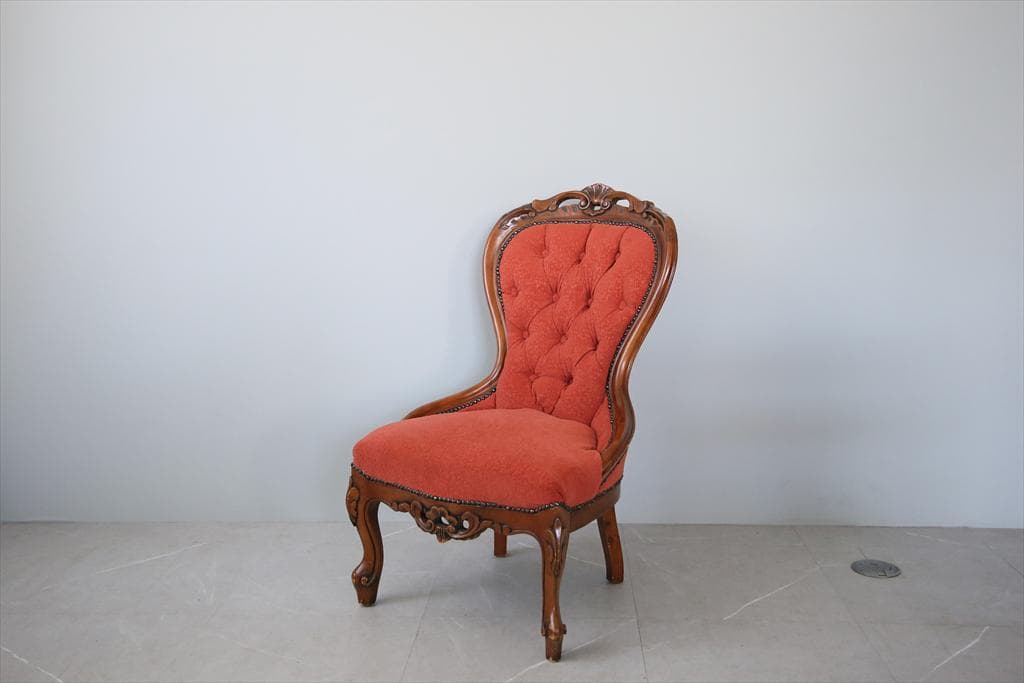 英国アンティーク猫脚ナーシングチェア/木製椅子イス/腰掛け椅子ソファ(88-30