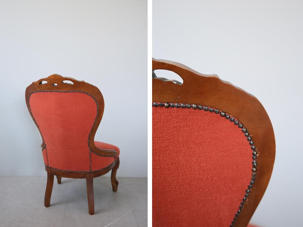 英国アンティーク猫脚ナーシングチェア/木製椅子イス/腰掛け椅子ソファ(88-30