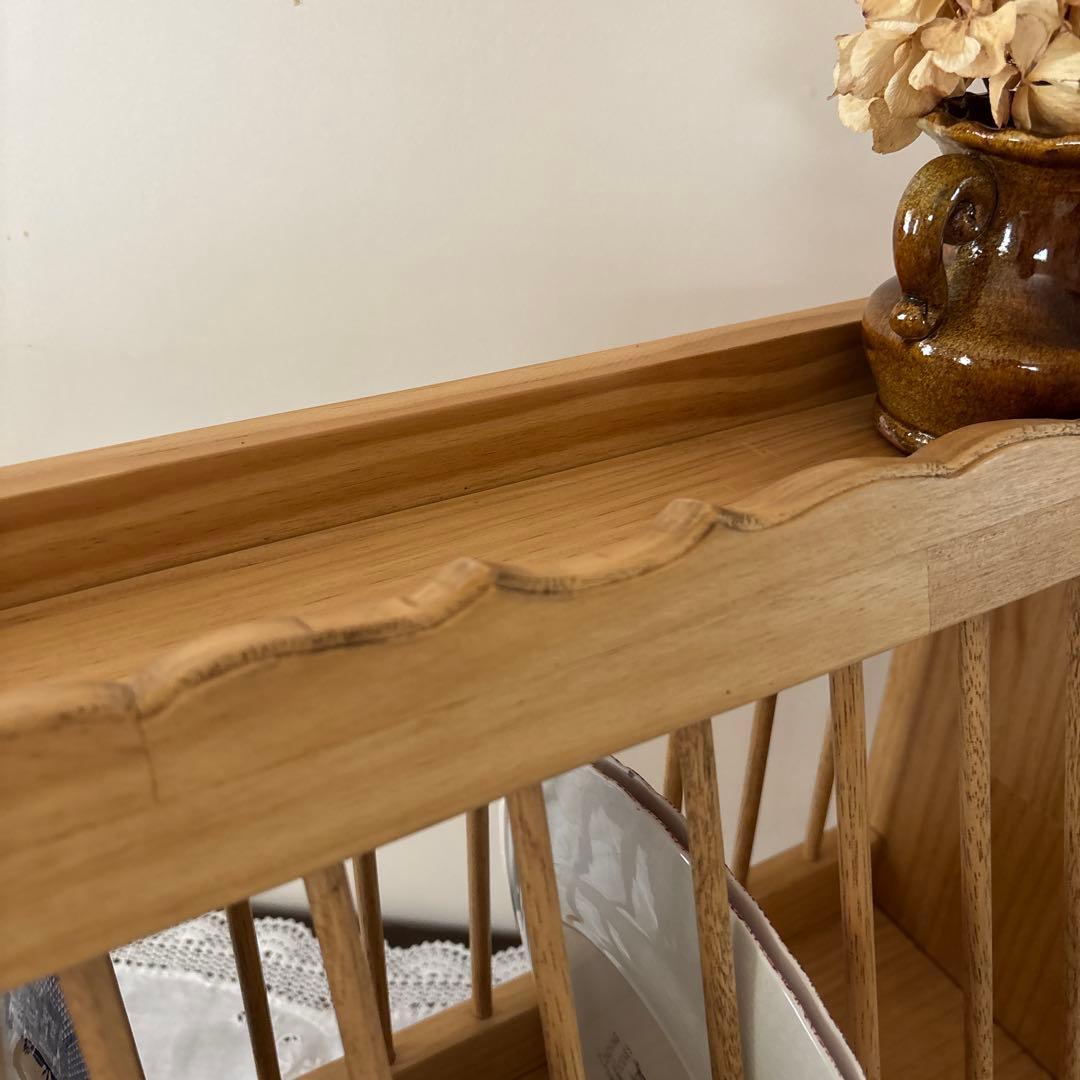 限定お値下げ　アンティーク風　ハンドメイド　パイン材のディッシュラック