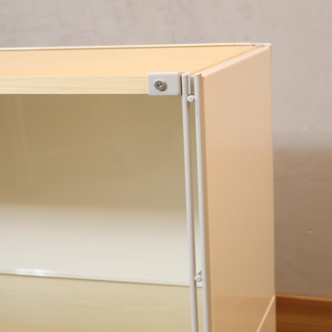 無印良品 MUJI スチール メープル材 3段ユニットシェルフ パネル付 飾り棚