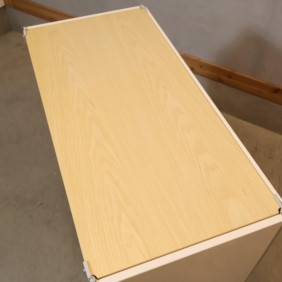 無印良品 MUJI スチール メープル材 3段ユニットシェルフ パネル付 飾り棚