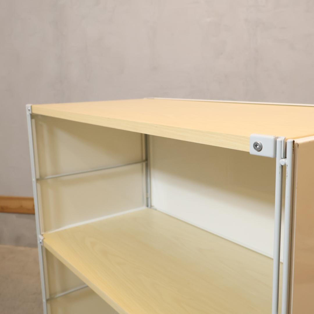 無印良品 MUJI スチール メープル材 3段ユニットシェルフ パネル付 飾り棚
