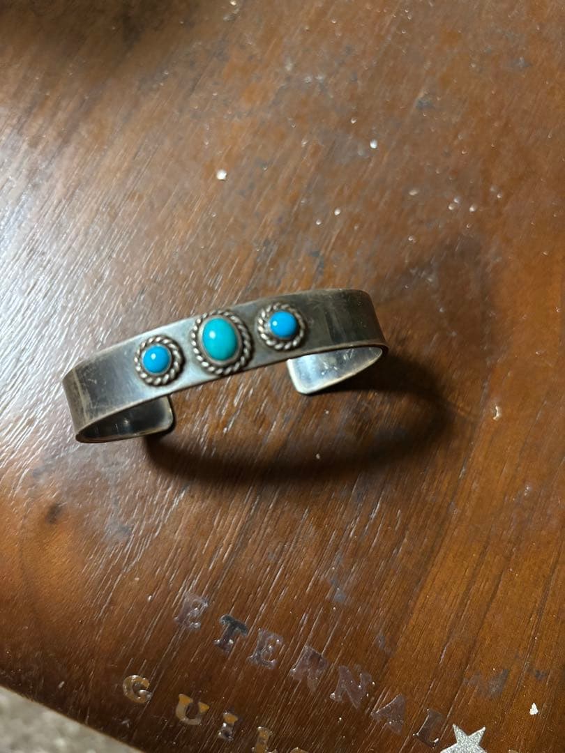 ゴローズ☆3連銀縄ターコイズバングルＭサイズ