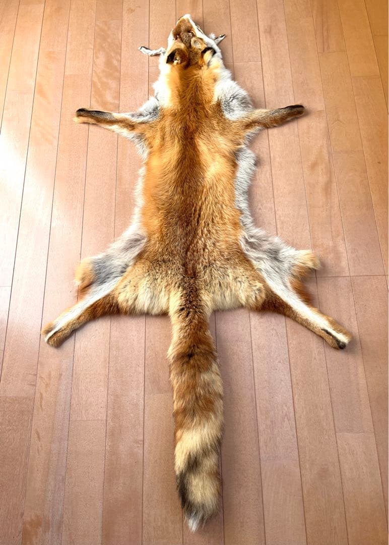 フォックス 毛皮 リアルファー A3 ★ ラグ　敷物　インテリア 狐　キャンプ