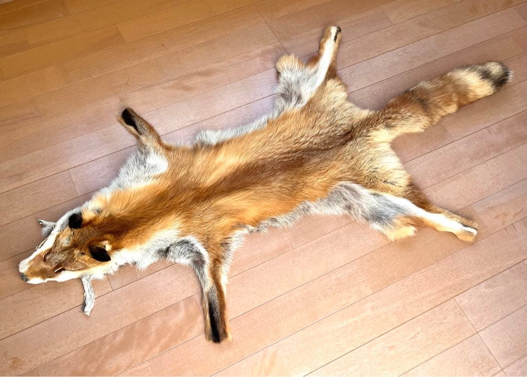 フォックス 毛皮 リアルファー A3 ★ ラグ　敷物　インテリア 狐　キャンプ