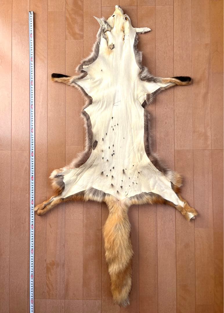 フォックス 毛皮 リアルファー A3 ★ ラグ　敷物　インテリア 狐　キャンプ