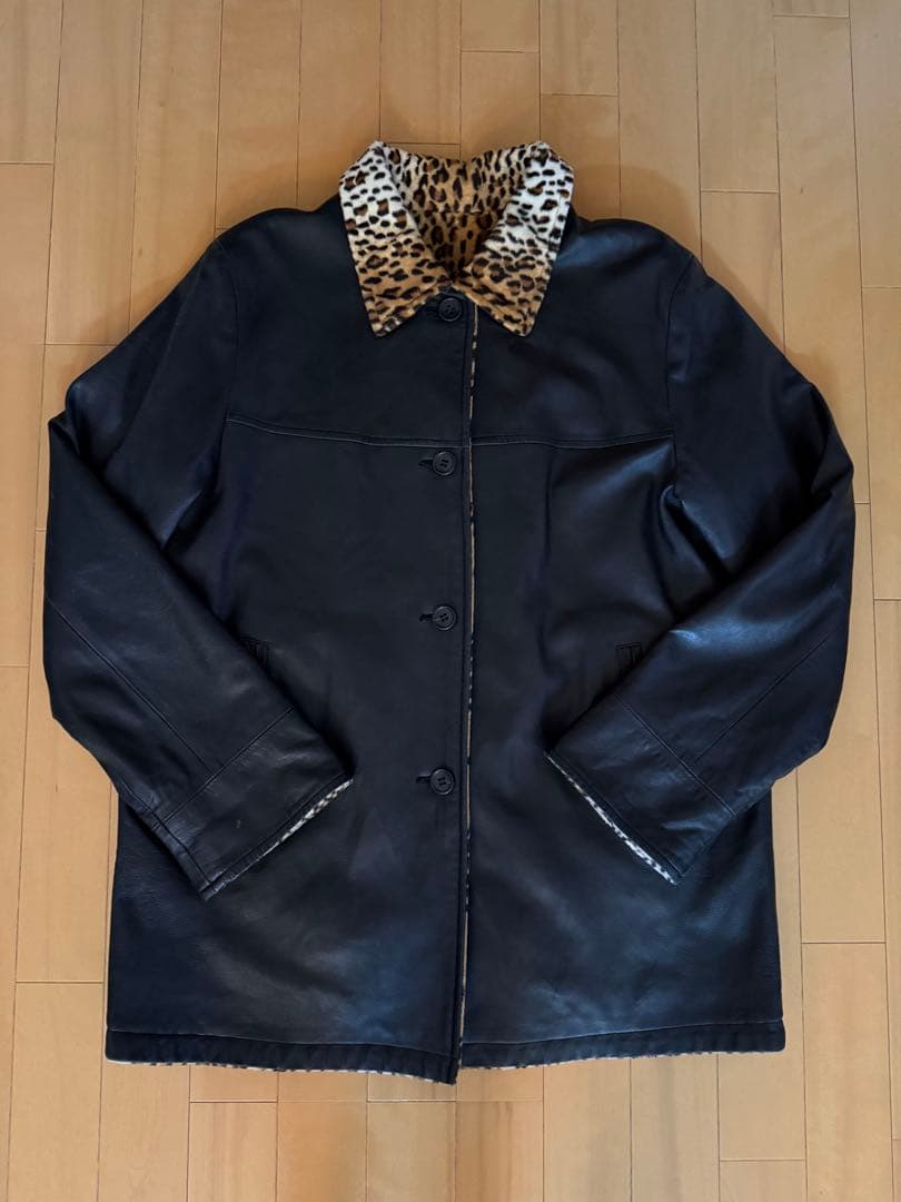 BALMAIN PARIS リバーシブル レオパード×ブラック レザーコート