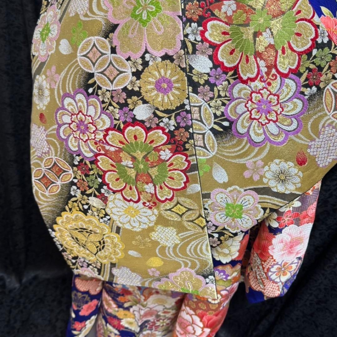 美品　京友禅　古典　地紋　駒刺繍　金彩　パール加工　フルセット　振袖　振り袖