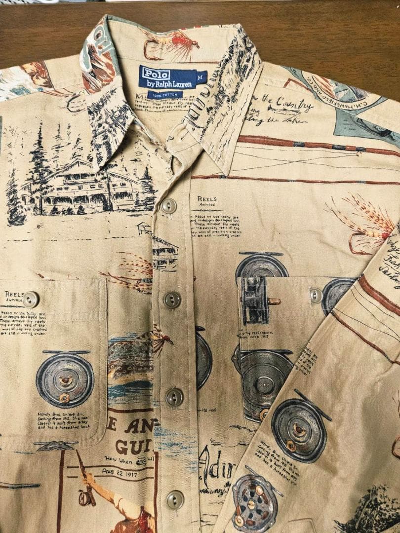 送料無料/美品Polo by Ralph Lauren プリントシャツ Mサイズ