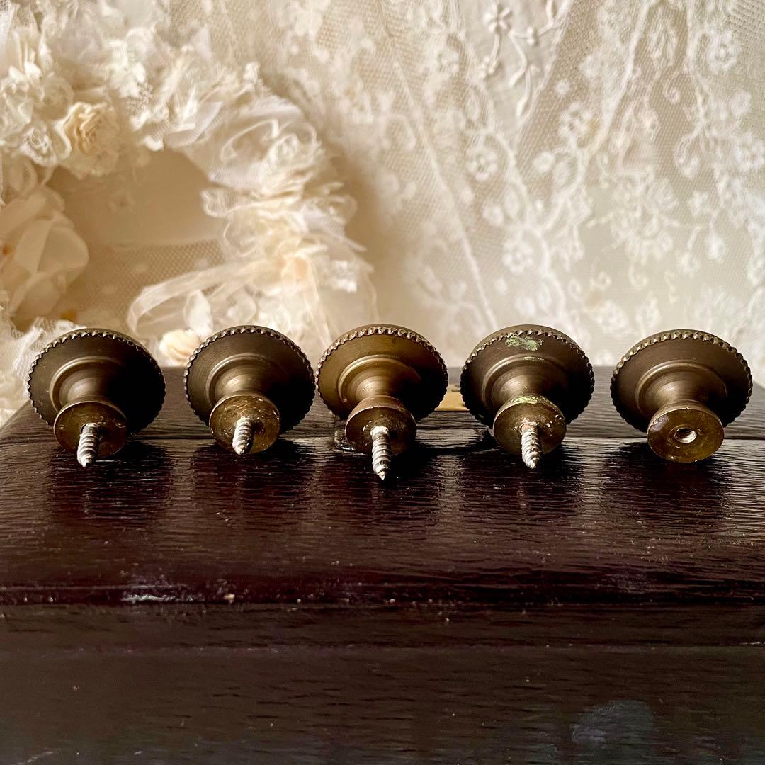 家具用真鍮装飾金具5個セット　19世紀　引き出し用取っ手　フランスアンティーク