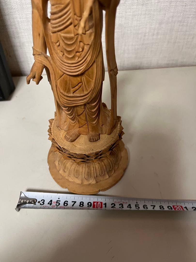 X*n様 【骨董品】香木　木製仏像 約34cm 花型台座サービス　現品限り