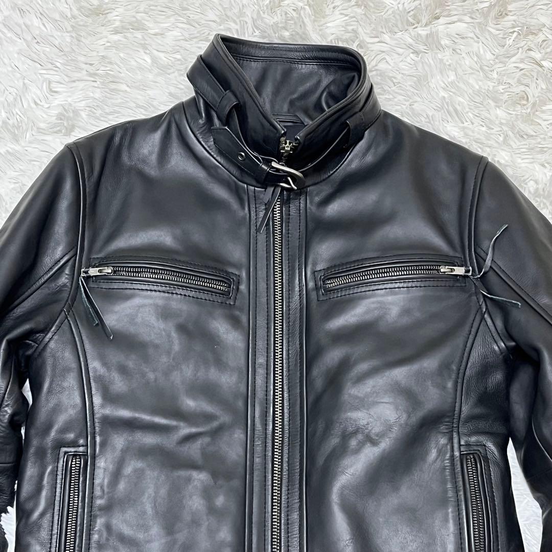 美品✨リューグーレザーズ シングルライダース カウレザー ブラック 重厚感