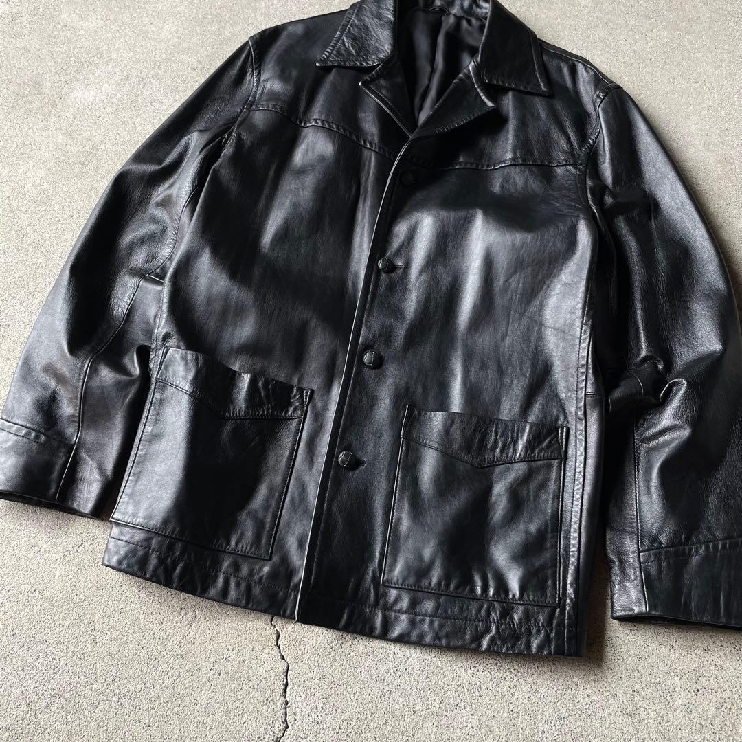 ジャケット・アウター avirex real leather car coat black