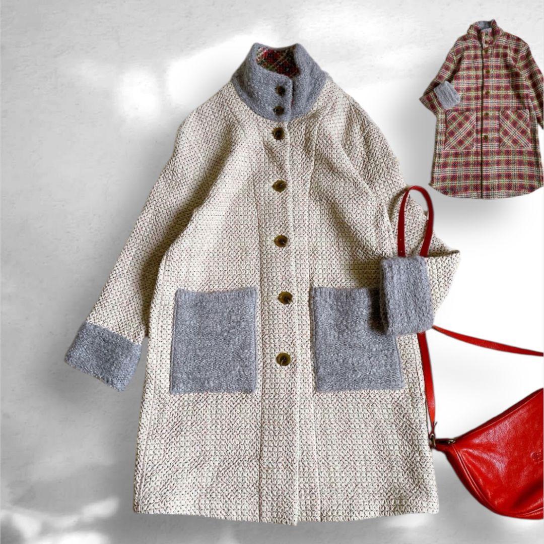 M.＆KYOKO リバーシブル コート ニット ゆったりめサイズ1 美品 高級