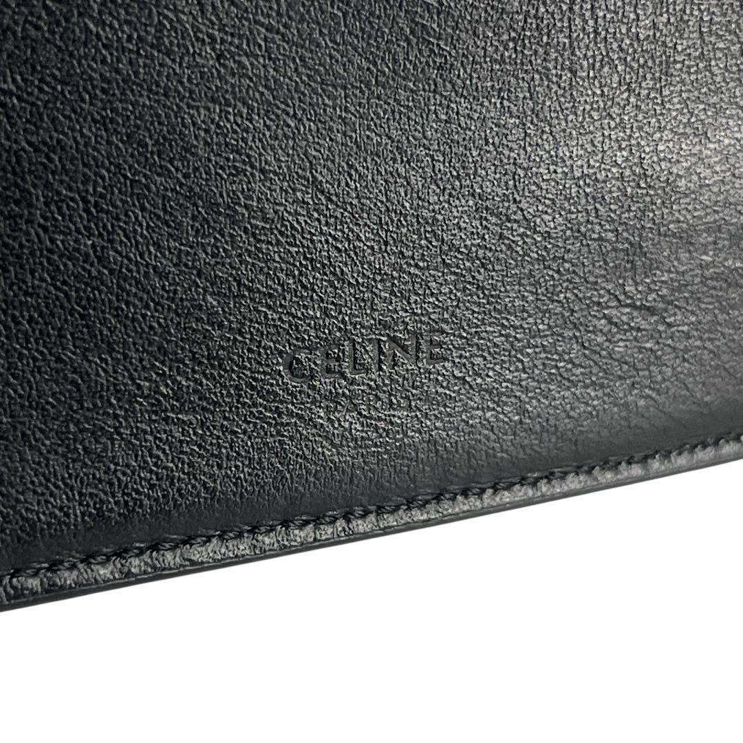 セリーヌ　バイフォールドウォレット　コンパクト財布　折り財布　カーフレザー　黒