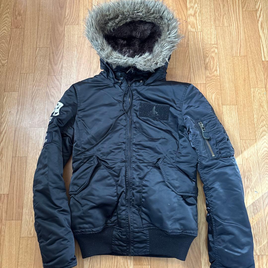 レア【ヒステリックグラマー】プリマロフト ミリタリー ダウン ジャケット 黒×茶