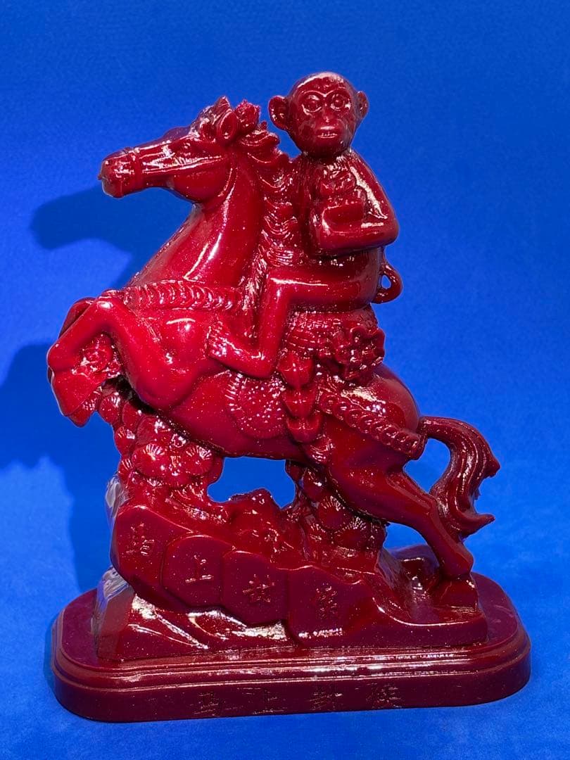 極美品 紫金砂・辰砂「馬上封侯」精雕置物 約14×10×5cm 490g5858
