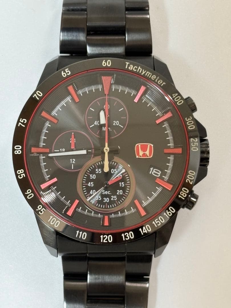 【美品】ホンダ Honda クロノグラフ クォーツ ブラック メンズ腕時計