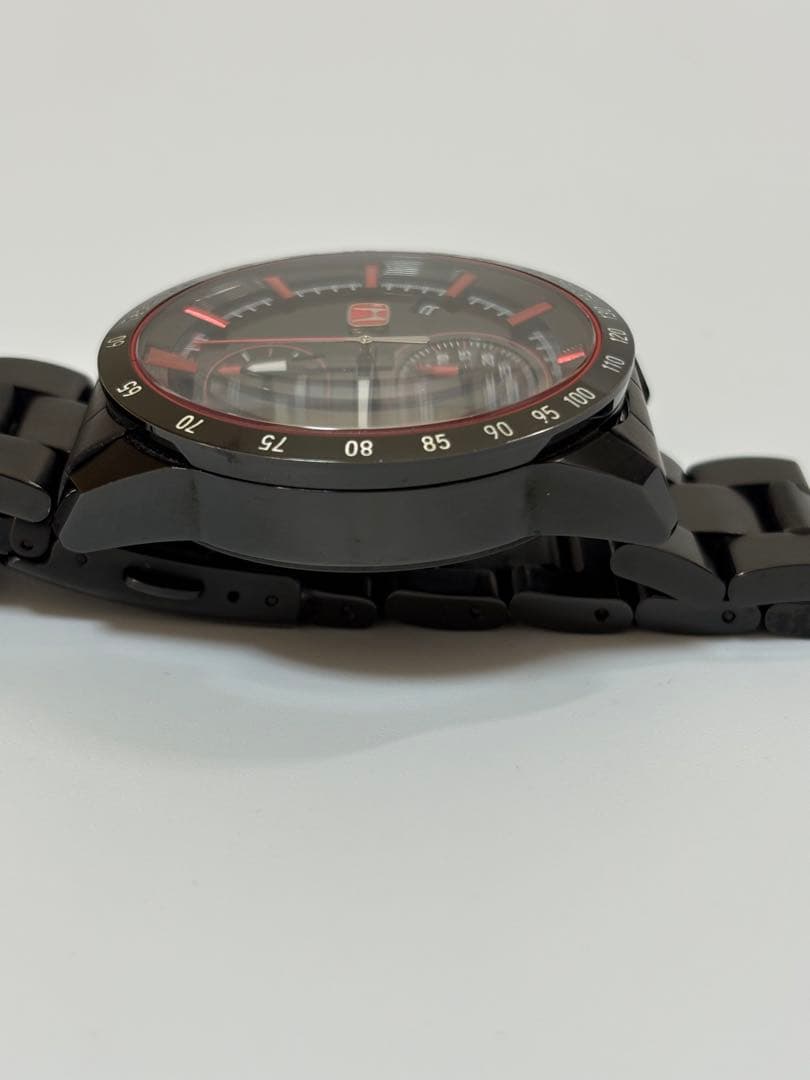 【美品】ホンダ Honda クロノグラフ クォーツ ブラック メンズ腕時計