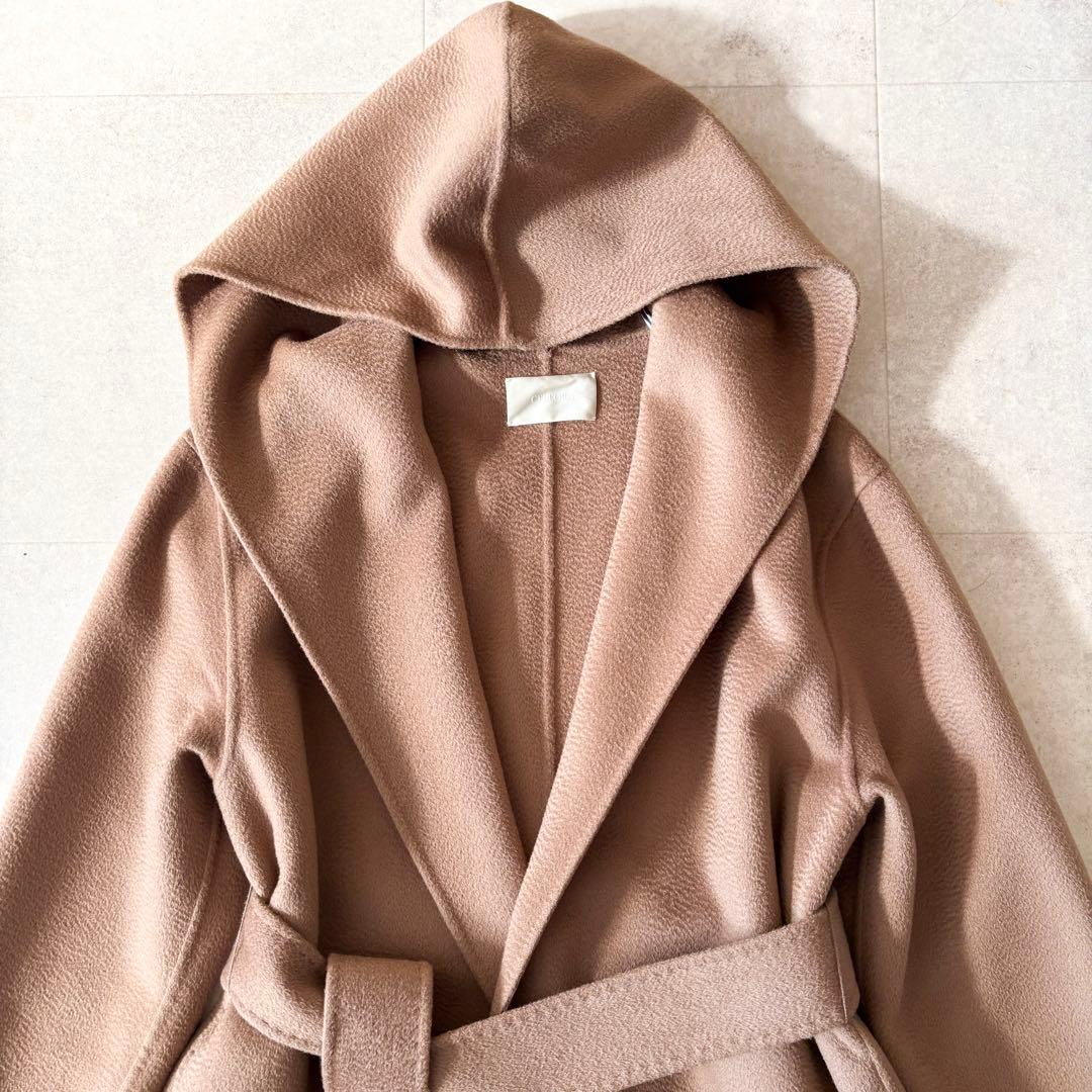 美品✨️セルフォード フーデッド ベルテッド ロングコート S キャメル