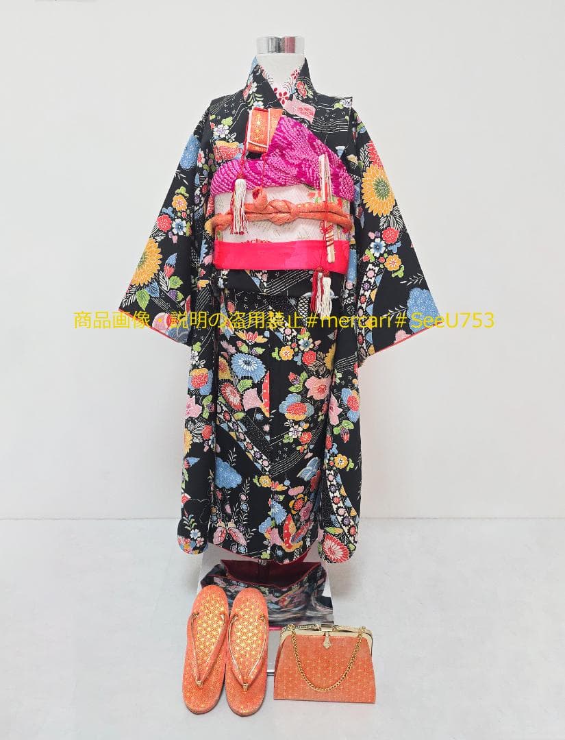 七五三　7歳　 正絹　着物　セット　女の子 c99