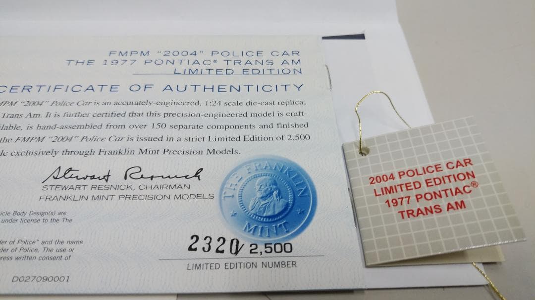 フランクリンミント　1977ポンティアックトランザム　ポリスカー限定品1:24