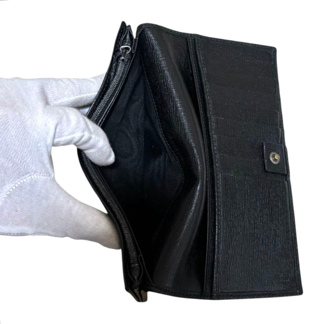 グッチ　112 グッチ　長財布　レザー　ブラック　インターロッキング金具　G金具