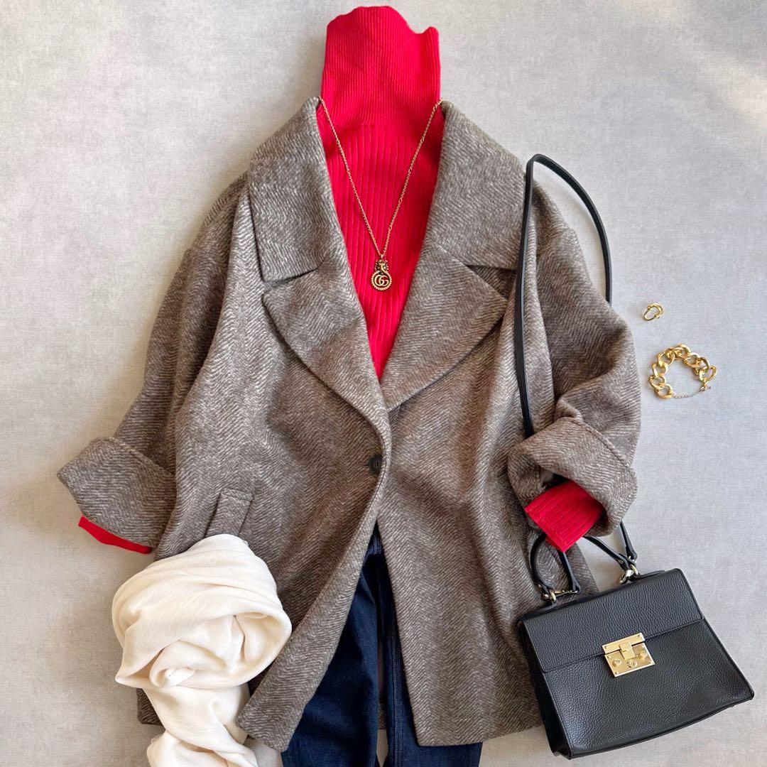 美品▲定価2.9万▲スピック&スパン/Wスライバーヘリンボーンミドルコート 38