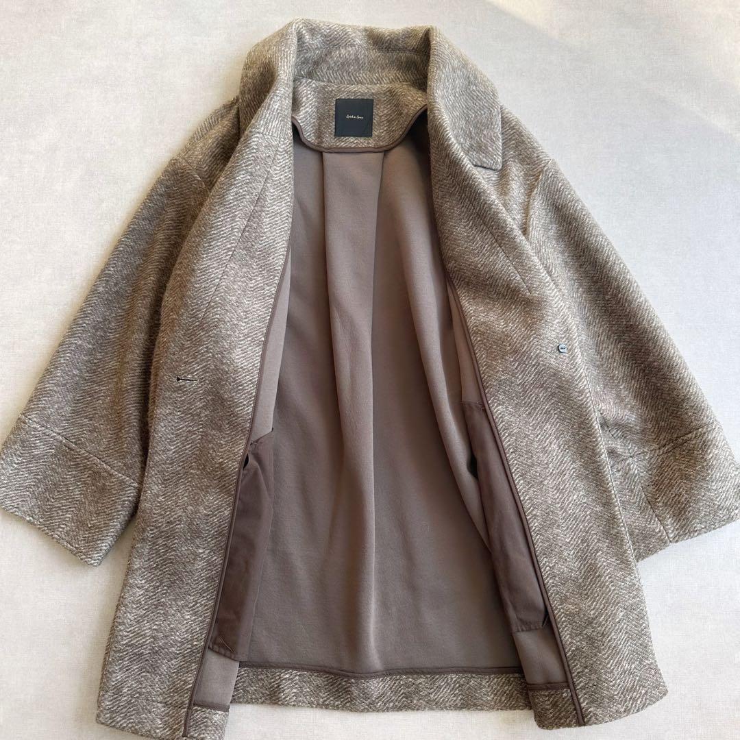 美品▲定価2.9万▲スピック&スパン/Wスライバーヘリンボーンミドルコート 38
