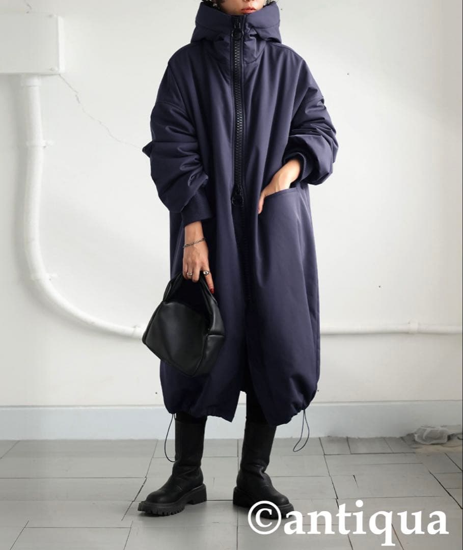 antiqua アンティカ ビックジッパーコート 新品　ダークパープル