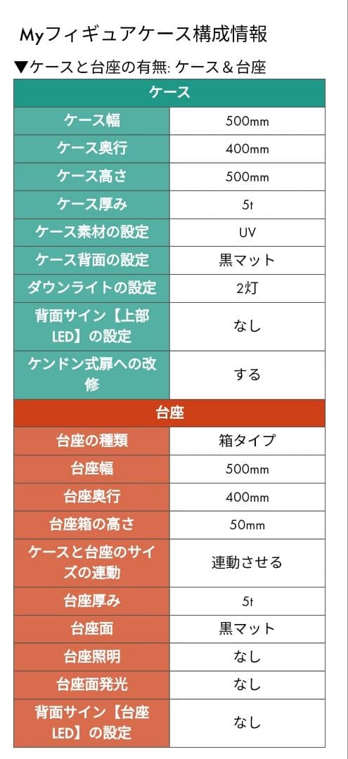 アクリル製黒ケース 照明付き ヨメテラス製