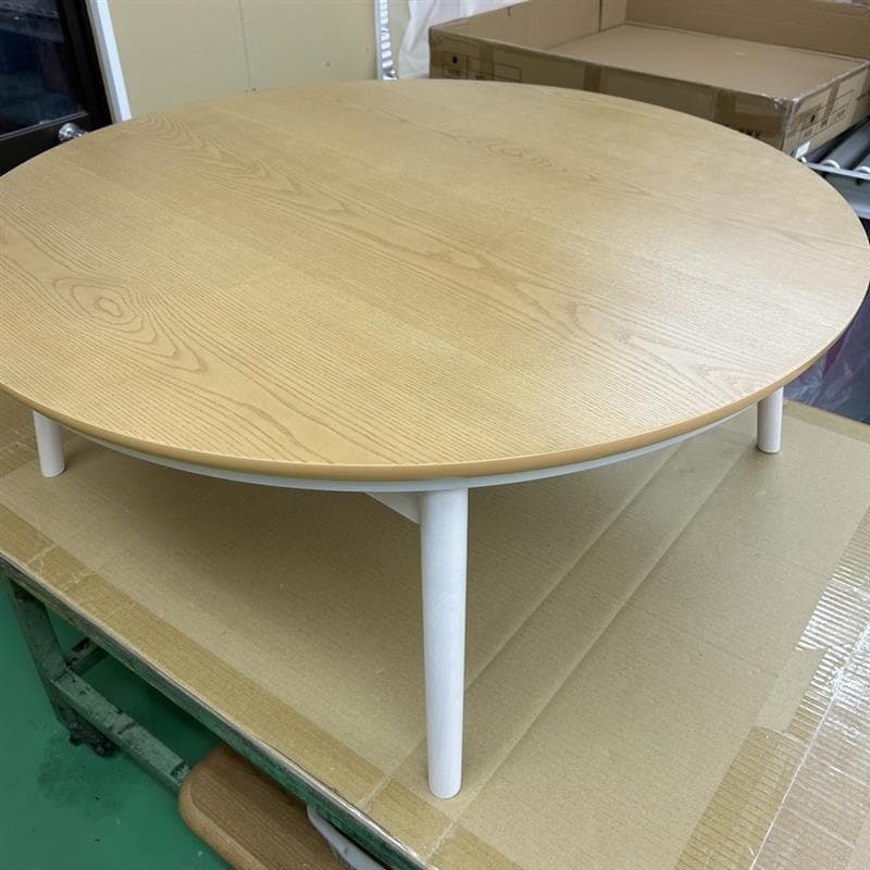 ☆BIG折れ脚　円形こたつ100NA＋WH 【訳あり特価】