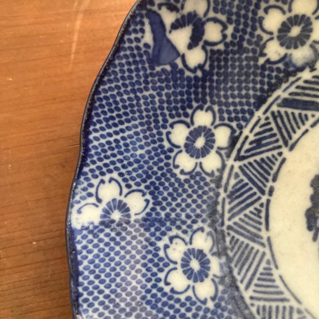 梅印判膾皿　中皿　小皿　雅姫や微塵唐草、染付、統制陶器や白山陶器、キナリノ好きに