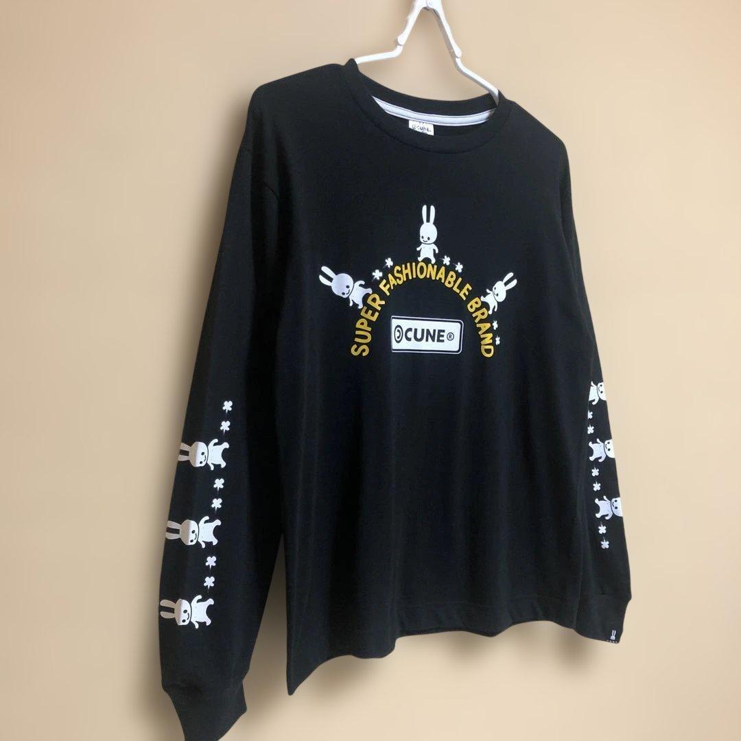 CUNE ウサギプリント 長袖カットソー　徒歩　黒