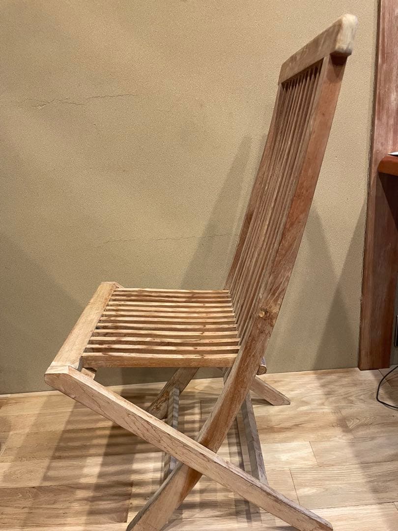 無垢スラットデザイン折りたたみ椅子　3脚セット