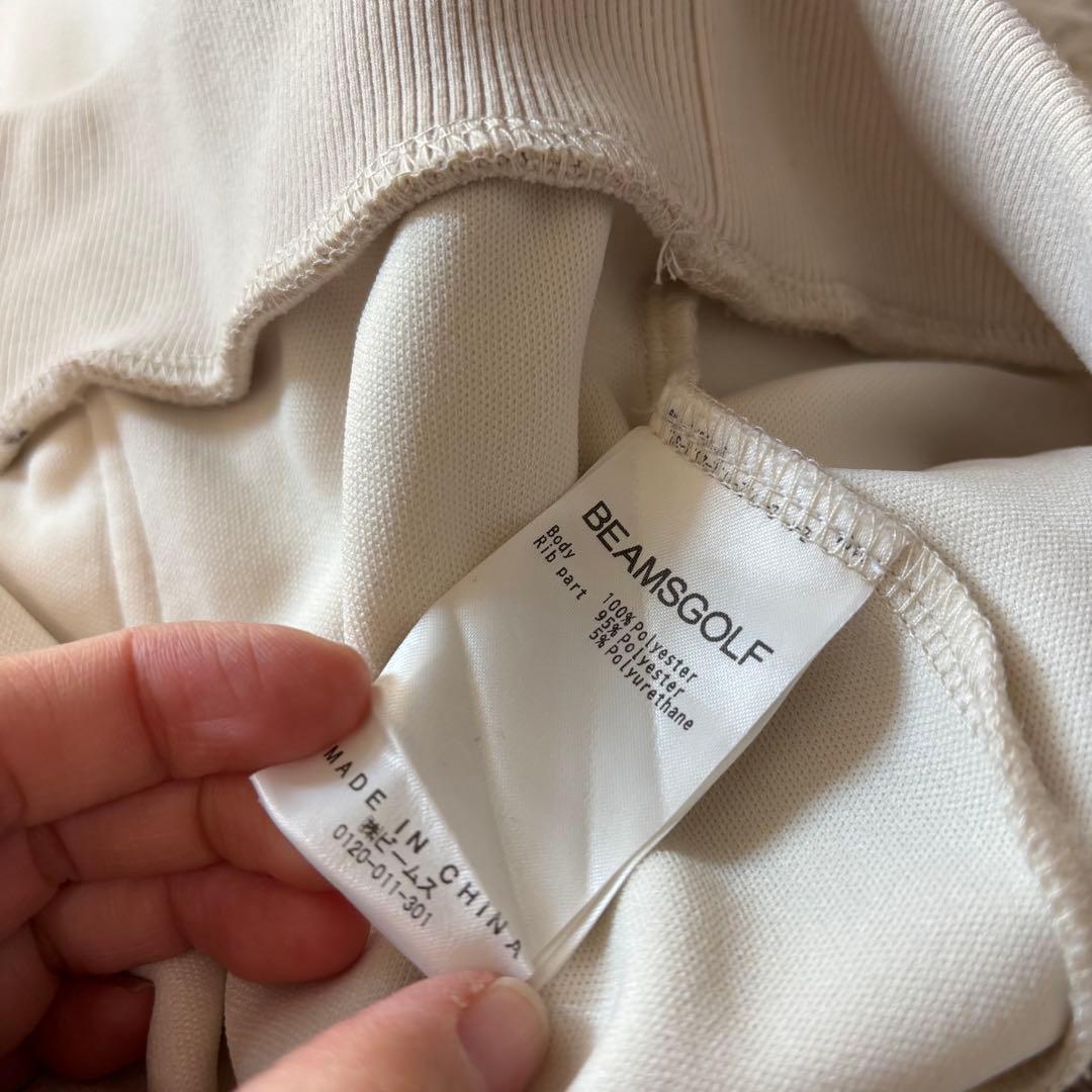 新作 ビームスゴルフ スウェット クルーネック アイボリー ベージュ ストレッチ