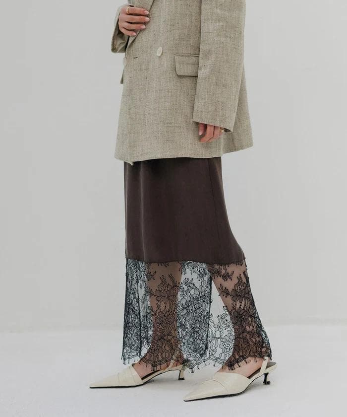 新品 アダムエロペ 「EMOELLE」キュプラレースイージースカート